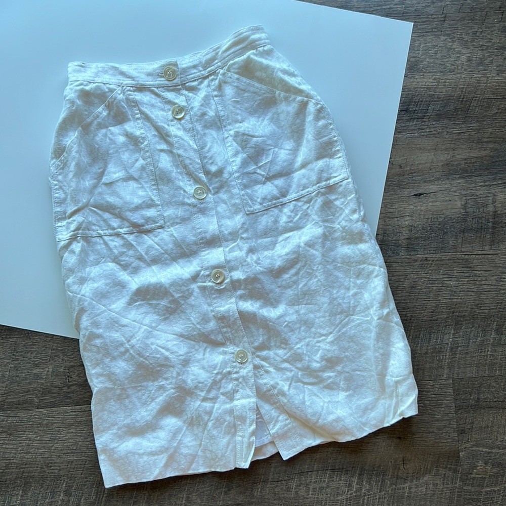 Vintage 80s Valentino Studio Linen Skirt button front